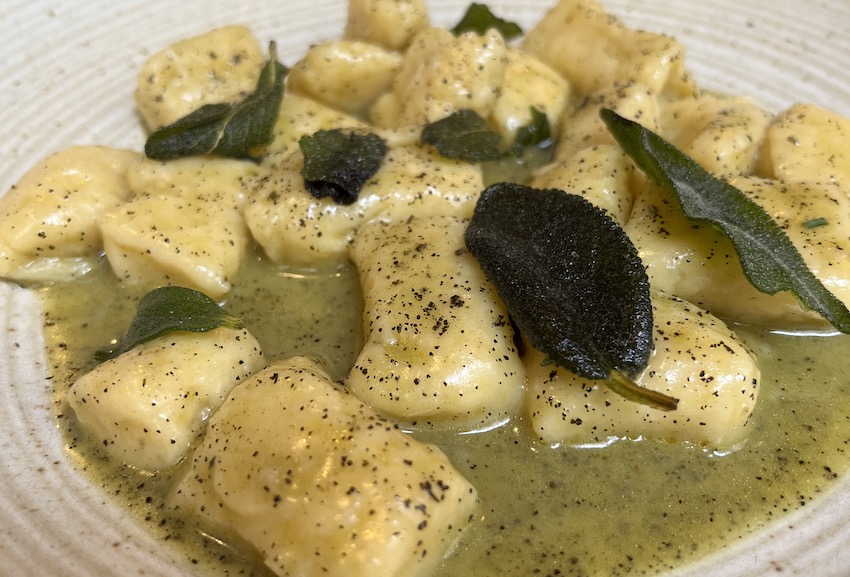 Pillowy gnocchi with brown butter and fried sage at Parcelles in Paris